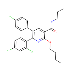 CCCCOc1nc(-c2ccc(Cl)cc2Cl)c(-c2ccc(Cl)cc2)cc1C(=O)NCCC ZINC000028332602