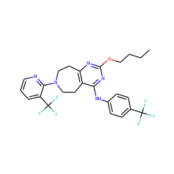 CCCCOc1nc2c(c(Nc3ccc(C(F)(F)F)cc3)n1)CCN(c1ncccc1C(F)(F)F)CC2 ZINC000147612867