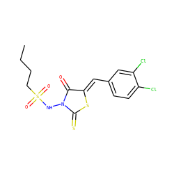 CCCCS(=O)(=O)NN1C(=O)/C(=C/c2ccc(Cl)c(Cl)c2)SC1=S ZINC000013680725