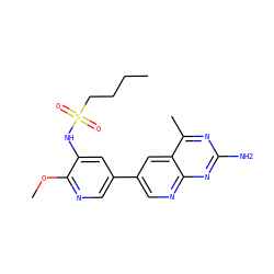 CCCCS(=O)(=O)Nc1cc(-c2cnc3nc(N)nc(C)c3c2)cnc1OC ZINC000299828251