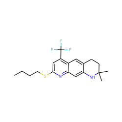 CCCCSc1cc(C(F)(F)F)c2cc3c(cc2n1)NC(C)(C)CC3 ZINC000027412754