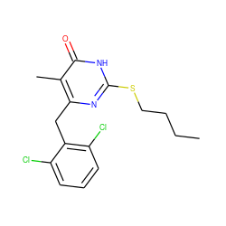 CCCCSc1nc(Cc2c(Cl)cccc2Cl)c(C)c(=O)[nH]1 ZINC000013556524