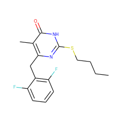 CCCCSc1nc(Cc2c(F)cccc2F)c(C)c(=O)[nH]1 ZINC000013556541
