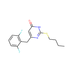 CCCCSc1nc(Cc2c(F)cccc2F)cc(=O)[nH]1 ZINC000013556511