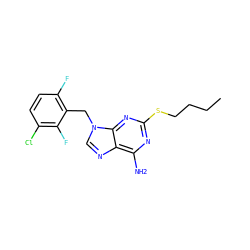 CCCCSc1nc(N)c2ncn(Cc3c(F)ccc(Cl)c3F)c2n1 ZINC000040405309