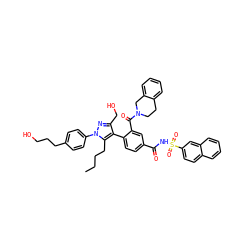 CCCCc1c(-c2ccc(C(=O)NS(=O)(=O)c3ccc4ccccc4c3)cc2C(=O)N2CCc3ccccc3C2)c(CO)nn1-c1ccc(CCCO)cc1 ZINC000095551556
