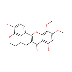 CCCCc1c(-c2ccc(O)c(O)c2)oc2c(OC)c(OC)cc(O)c2c1=O ZINC000013822661