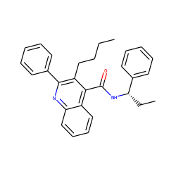 CCCCc1c(-c2ccccc2)nc2ccccc2c1C(=O)N[C@@H](CC)c1ccccc1 ZINC000013795658