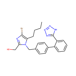 CCCCc1c(Br)nc(CO)n1Cc1ccc(-c2ccccc2-c2nnn[nH]2)cc1 ZINC000084668460