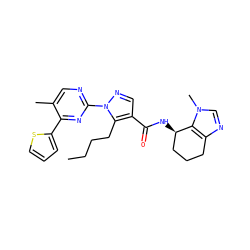CCCCc1c(C(=O)N[C@@H]2CCCc3ncn(C)c32)cnn1-c1ncc(C)c(-c2cccs2)n1 ZINC000096273291