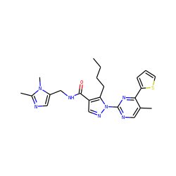 CCCCc1c(C(=O)NCc2cnc(C)n2C)cnn1-c1ncc(C)c(-c2cccs2)n1 ZINC000096273269