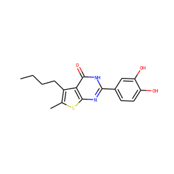 CCCCc1c(C)sc2nc(-c3ccc(O)c(O)c3)[nH]c(=O)c12 ZINC000096907904