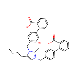 CCCCc1c[n+](Cc2ccc(-c3ccccc3C(=O)O)cc2)c(CO)n1Cc1ccc(-c2ccccc2C(=O)O)cc1 ZINC000095588394