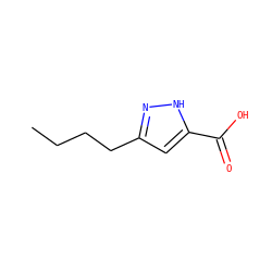 CCCCc1cc(C(=O)O)[nH]n1 ZINC000004386887