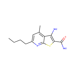 CCCCc1cc(C)c2c(N)c(C(N)=O)sc2n1 ZINC000013686832