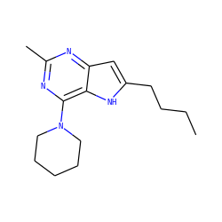 CCCCc1cc2nc(C)nc(N3CCCCC3)c2[nH]1 ZINC000100867656