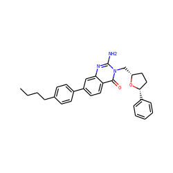 CCCCc1ccc(-c2ccc3c(=O)n(C[C@@H]4CC[C@H](c5ccccc5)O4)c(N)nc3c2)cc1 ZINC000653703914