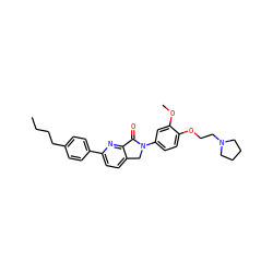 CCCCc1ccc(-c2ccc3c(n2)C(=O)N(c2ccc(OCCN4CCCC4)c(OC)c2)C3)cc1 ZINC000095586853