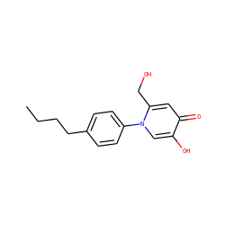 CCCCc1ccc(-n2cc(O)c(=O)cc2CO)cc1 ZINC000299864619