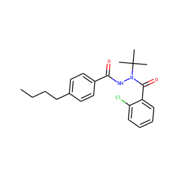 CCCCc1ccc(C(=O)NN(C(=O)c2ccccc2Cl)C(C)(C)C)cc1 ZINC000103180804