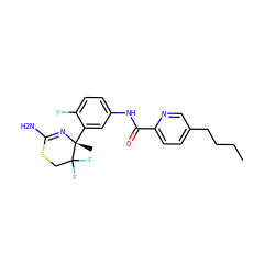CCCCc1ccc(C(=O)Nc2ccc(F)c([C@@]3(C)N=C(N)SCC3(F)F)c2)nc1 ZINC000148499220