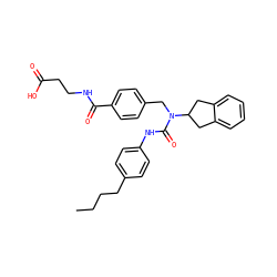 CCCCc1ccc(NC(=O)N(Cc2ccc(C(=O)NCCC(=O)O)cc2)C2Cc3ccccc3C2)cc1 ZINC000035087301