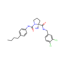 CCCCc1ccc(NC(=O)N2CCC[C@@]2(N)C(=O)NCc2ccc(Cl)c(Cl)c2)cc1 ZINC000200150384