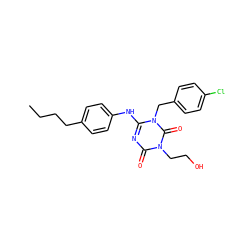 CCCCc1ccc(Nc2nc(=O)n(CCO)c(=O)n2Cc2ccc(Cl)cc2)cc1 ZINC000200529546