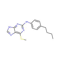 CCCCc1ccc(Nc2nc(SC)c3nc[nH]c3n2)cc1 ZINC000001650287