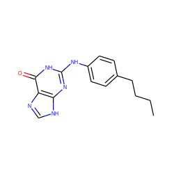 CCCCc1ccc(Nc2nc3[nH]cnc3c(=O)[nH]2)cc1 ZINC000005114684