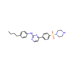 CCCCc1ccc(Nc2nccc(-c3ccc(S(=O)(=O)N4CCNCC4)cc3)n2)cc1 ZINC000027416269