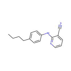 CCCCc1ccc(Nc2ncccc2C#N)cc1 ZINC000004661763