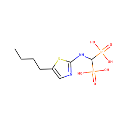 CCCCc1cnc(NC(P(=O)(O)O)P(=O)(O)O)s1 ZINC000026737676