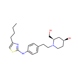 CCCCc1csc(Nc2ccc(CCN3CC[C@H](O)C[C@@H]3CO)cc2)n1 ZINC000096273997