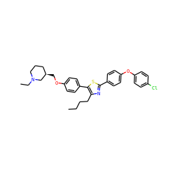 CCCCc1nc(-c2ccc(Oc3ccc(Cl)cc3)cc2)sc1-c1ccc(OC[C@@H]2CCCN(CC)C2)cc1 ZINC000095562126