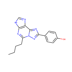 CCCCc1nc2[nH]cnc2c2nc(-c3ccc(O)cc3)nn12 ZINC000013475523