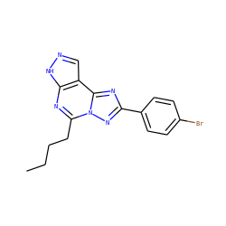 CCCCc1nc2[nH]ncc2c2nc(-c3ccc(Br)cc3)nn12 ZINC000027204744
