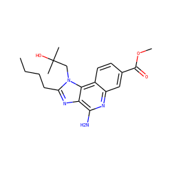 CCCCc1nc2c(N)nc3cc(C(=O)OC)ccc3c2n1CC(C)(C)O ZINC000095565923