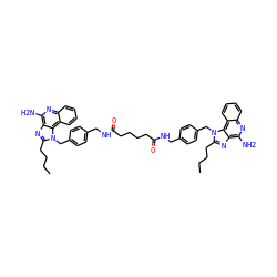 CCCCc1nc2c(N)nc3ccccc3c2n1Cc1ccc(CNC(=O)CCCCC(=O)NCc2ccc(Cn3c(CCCC)nc4c(N)nc5ccccc5c43)cc2)cc1 ZINC000095550886