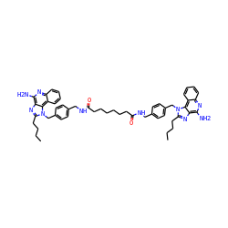CCCCc1nc2c(N)nc3ccccc3c2n1Cc1ccc(CNC(=O)CCCCCCC(=O)NCc2ccc(Cn3c(CCCC)nc4c(N)nc5ccccc5c43)cc2)cc1 ZINC000095550893