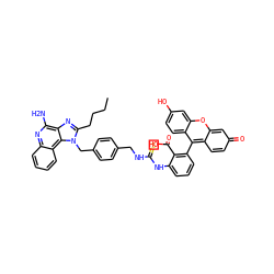 CCCCc1nc2c(N)nc3ccccc3c2n1Cc1ccc(CNC(=S)Nc2cccc(-c3c4ccc(=O)cc-4oc4cc(O)ccc34)c2C(=O)O)cc1 ZINC000095544727