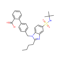 CCCCc1nc2cc(S(=O)(=O)NC(C)(C)C)ccc2n1Cc1ccc(-c2ccccc2C(=O)O)cc1 ZINC000040401302