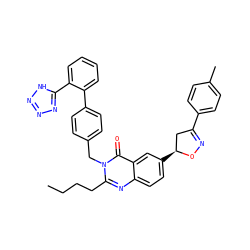 CCCCc1nc2ccc([C@H]3CC(c4ccc(C)cc4)=NO3)cc2c(=O)n1Cc1ccc(-c2ccccc2-c2nnn[nH]2)cc1 ZINC000003843004