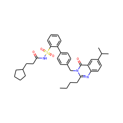 CCCCc1nc2ccc(C(C)C)cc2c(=O)n1Cc1ccc(-c2ccccc2S(=O)(=O)NC(=O)CCC2CCCC2)cc1 ZINC000027892699