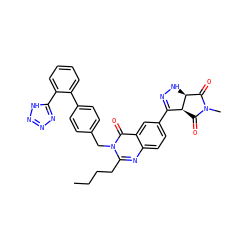 CCCCc1nc2ccc(C3=NN[C@H]4C(=O)N(C)C(=O)[C@@H]34)cc2c(=O)n1Cc1ccc(-c2ccccc2-c2nnn[nH]2)cc1 ZINC000029488465