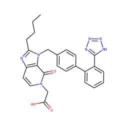 CCCCc1nc2ccn(CC(=O)O)c(=O)c2n1Cc1ccc(-c2ccccc2-c2nnn[nH]2)cc1 ZINC000013736758