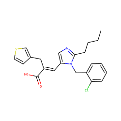 CCCCc1ncc(/C=C(\Cc2ccsc2)C(=O)O)n1Cc1ccccc1Cl ZINC000001552605