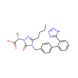 CCCCc1nn([C@@H](C)C(=O)O)c(=O)n1Cc1ccc(-c2ccccc2-c2nnn[nH]2)cc1 ZINC000013832685