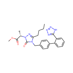 CCCCc1nn([C@@H](C)C(=O)OC)c(=O)n1Cc1ccc(-c2ccccc2-c2nnn[nH]2)cc1 ZINC000013832683