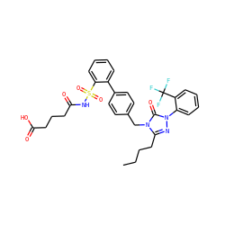 CCCCc1nn(-c2ccccc2C(F)(F)F)c(=O)n1Cc1ccc(-c2ccccc2S(=O)(=O)NC(=O)CCCC(=O)O)cc1 ZINC000026674916
